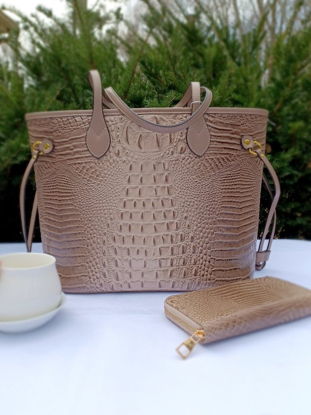 Croco Skin Tote Bag + Wallet Set | Large Capacity | Everyday Luxury